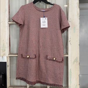 Zara tweed dress with pearl detail